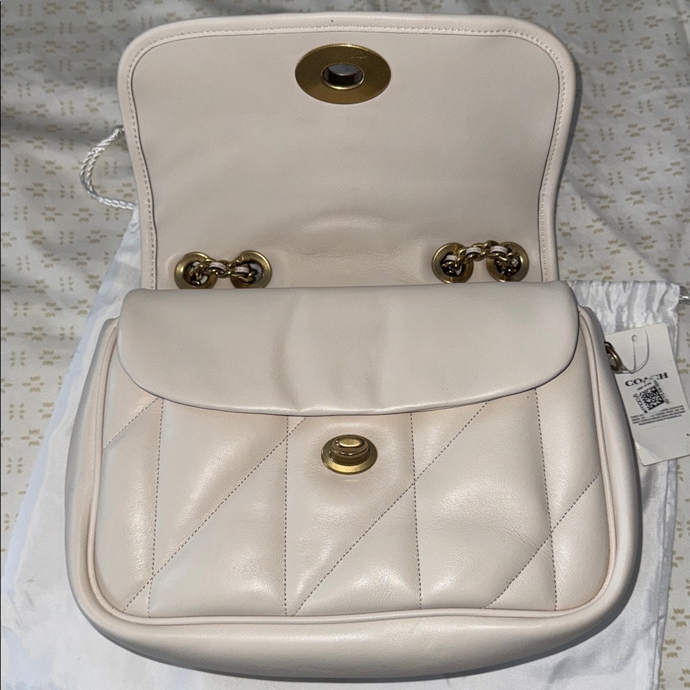 Coach Maddison Pillow Convertible Shoulder Bag NWT Largest size in Chalk - Picture 13 of 17